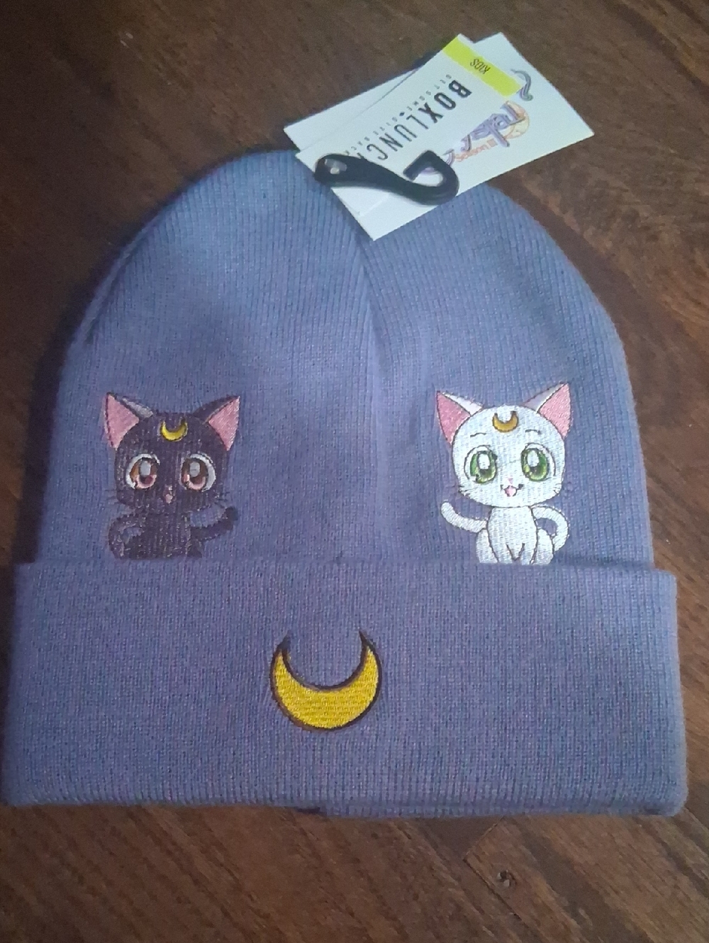Kids Lavender Cat Moon Beanie Hat - BoxLunch
